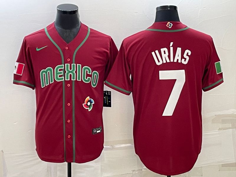 Men 2023 World Cub Mexico #7 Urias Red Nike MLB Jersey33